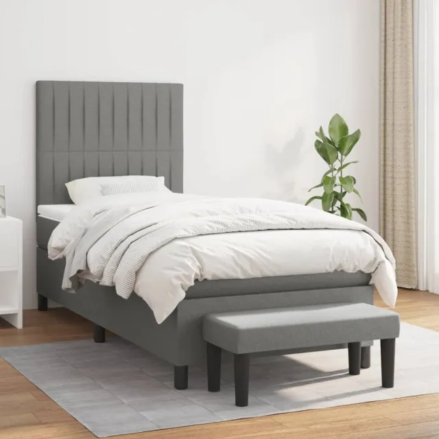 vidaXL Boxspring met matras stof donkergrijs 90x190 cm grijs