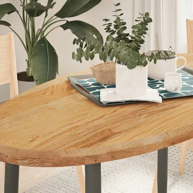 vidaXL Tafelblad 120x60x4 cm ovaal massief eikenhout lichtbruin