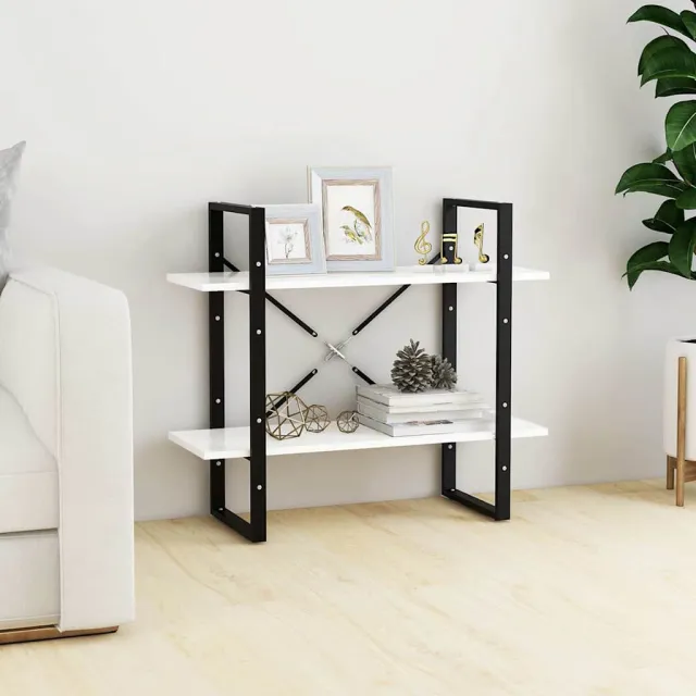 vidaXL Boekenkast met 2 schappen 80x30x70 cm bewerkt hout wit, foto 2