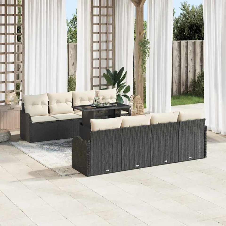 vidaXL Tuin Sofa Set 7 st Zwart poly rattan, foto 3
