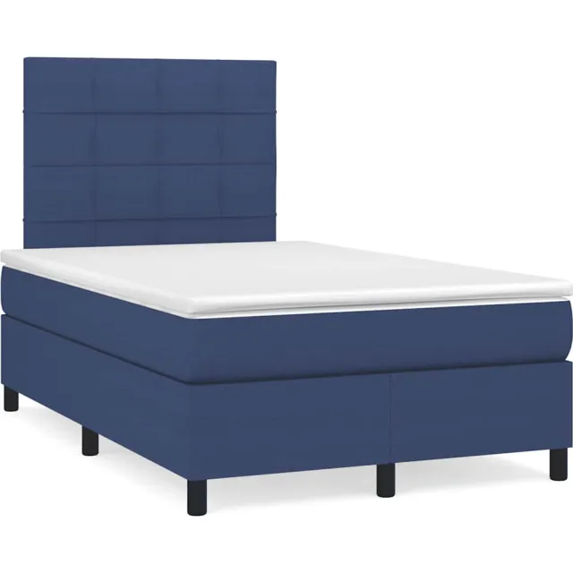 vidaXL Boxspring met matras en LED stof blauw 120x190 cm