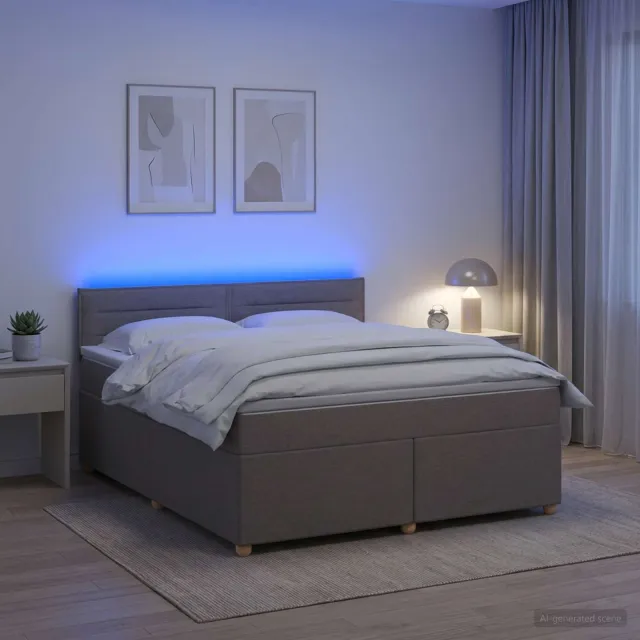 vidaXL Boxspringbed met matras met hoofdeinde Taupe 160 x 200 cm Stof