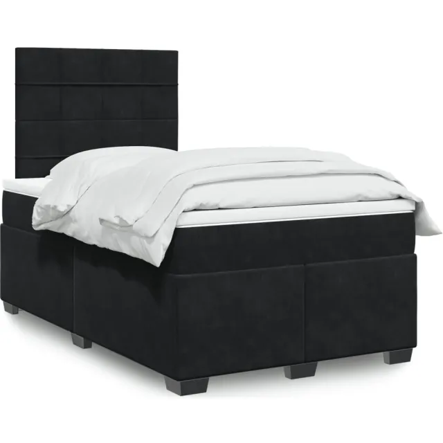 vidaXL Boxspring met matras fluweel zwart 120x190 cm