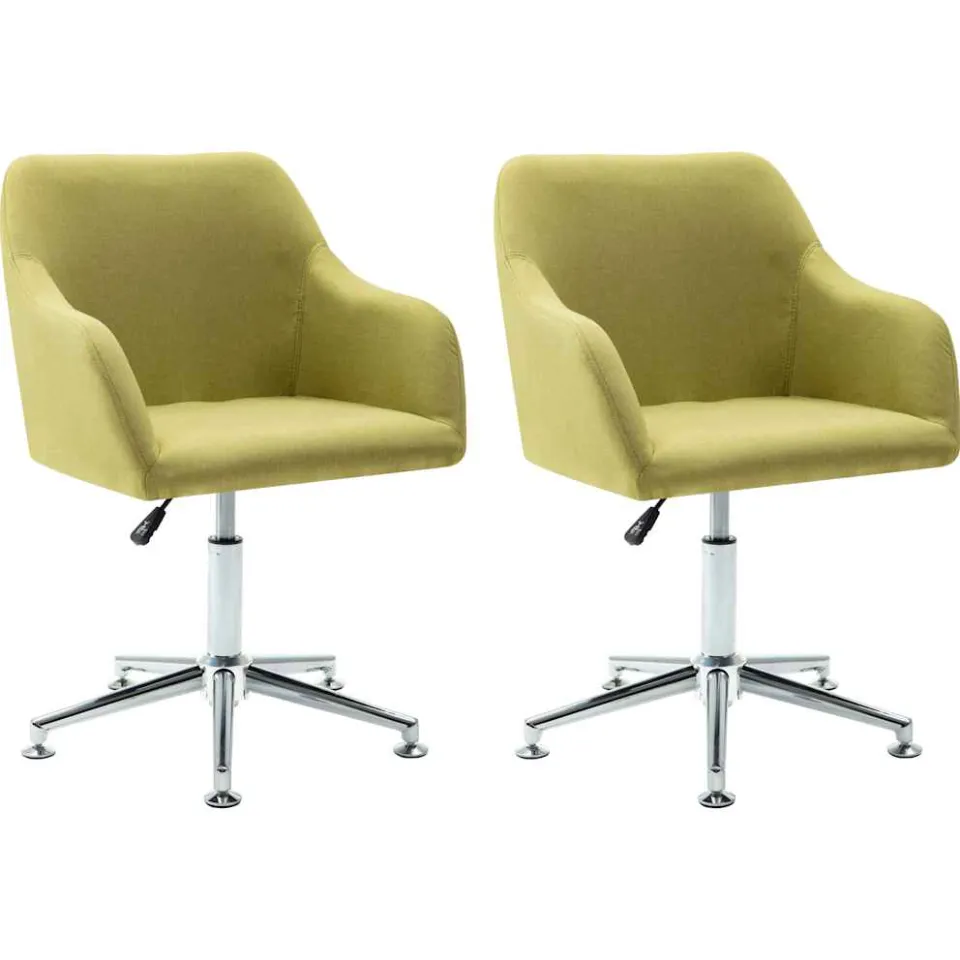 vidaXL Eetkamerstoelen draaibaar 2 st stof groen, foto 3