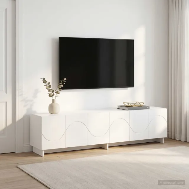 vidaXL tv-meubel 180 x 34,5 x 40 cm Wit Bewerkt hout