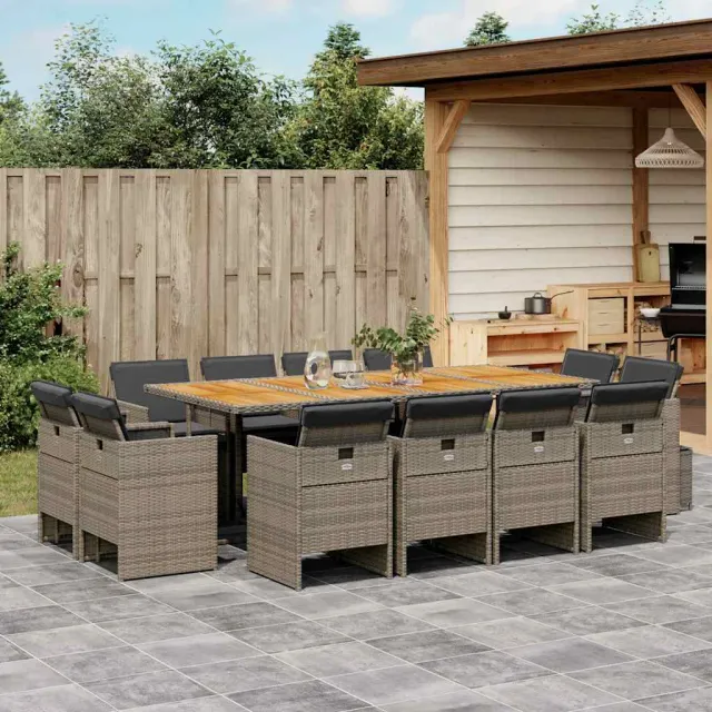 vidaXL 13-delige Tuinset met kussens poly rattan grijs, foto 2