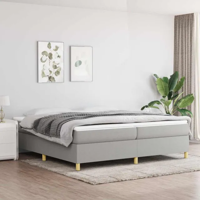 vidaXL Boxspring met matras stof lichtgrijs 200x200 cm grijs