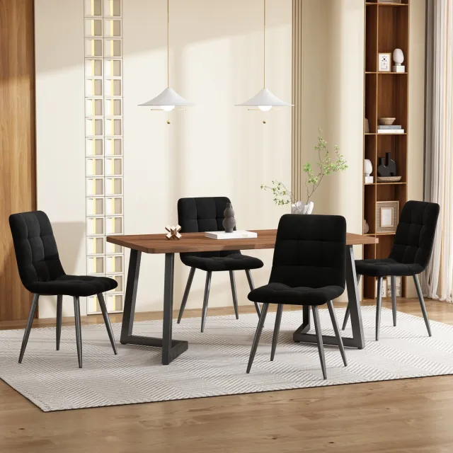 COVREO Eettafelset 117x68x75 cm walnoot zwart, MDF met 4 stoelen