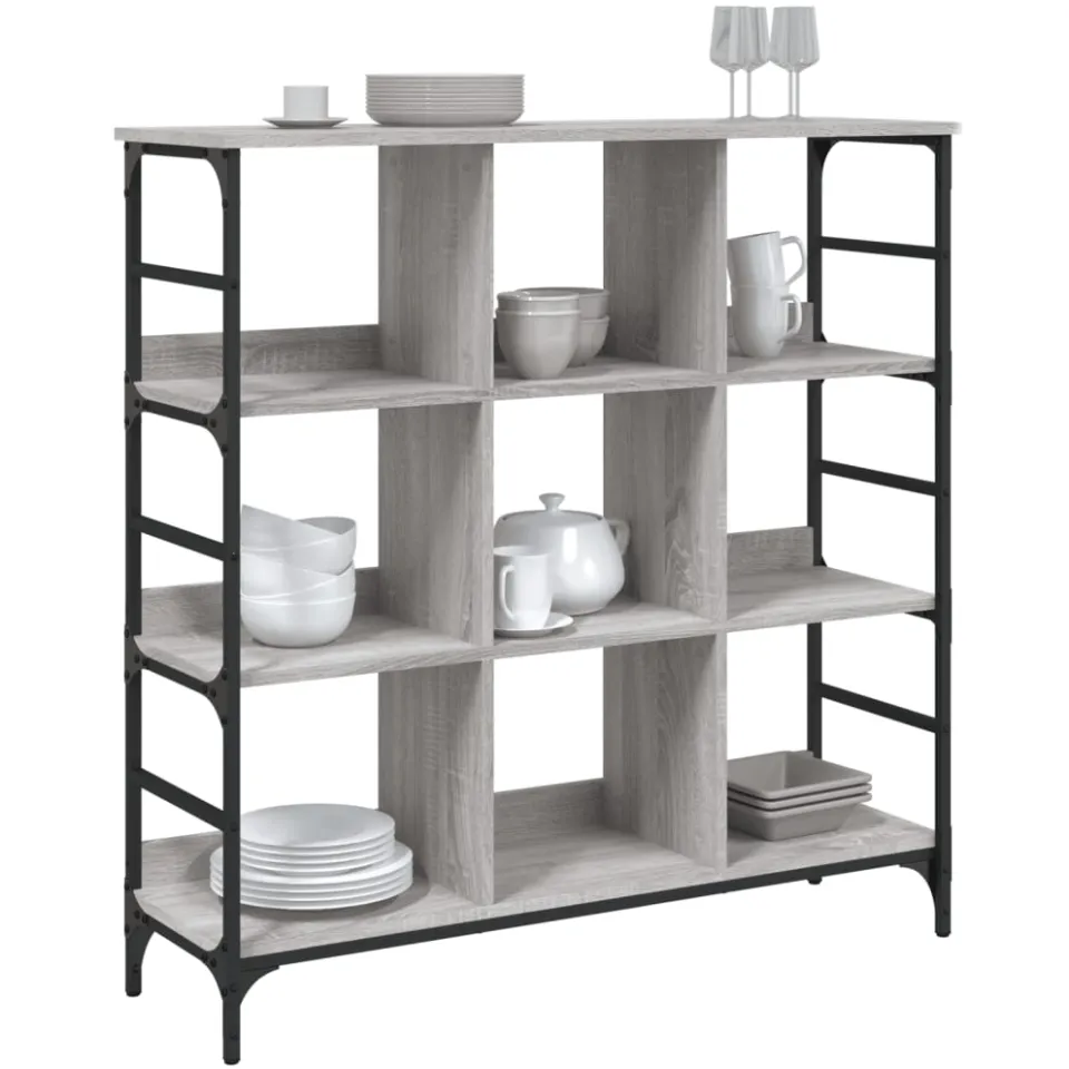 vidaXL Dressoir 102x32x103,5 cm bewerkt hout grijs sonoma eikenkleurig, foto 3