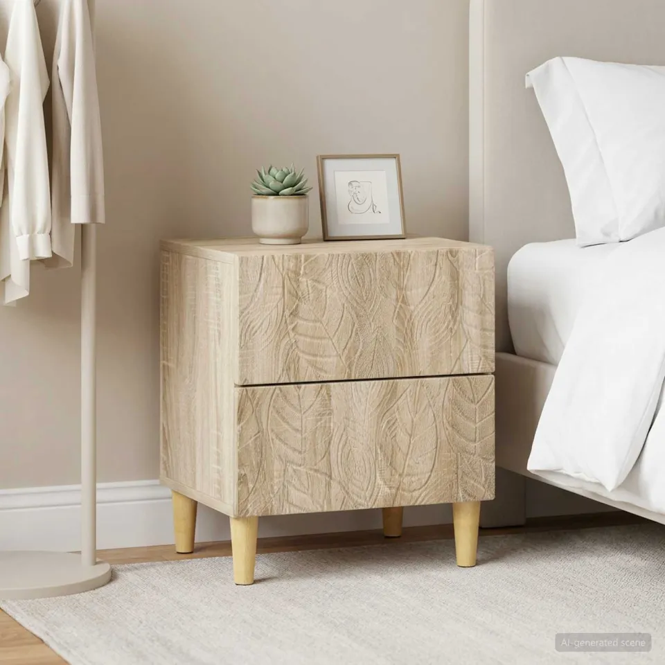 vidaXL Nachtkastje 2 st Sonoma Eiken 43 x 34,5 x 48 cm Bewerkt hout, foto 3