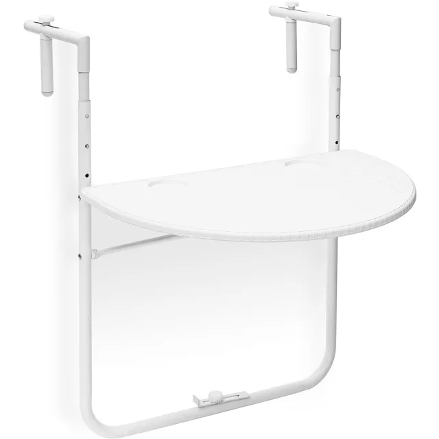 Relaxdays balkontafel hangend - inklapbaar - verstelbaar 3 hoogtes - 60 x 40 cm - wit