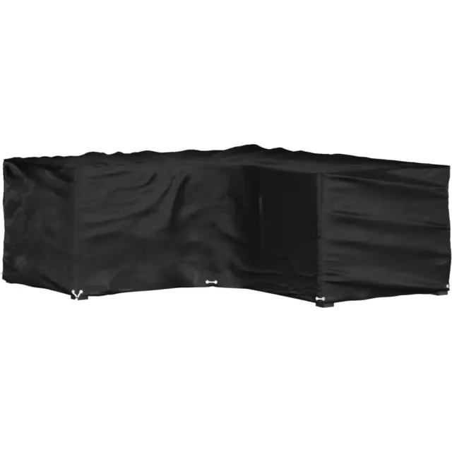 vidaXL Tuinmeubelhoezen met 12 oogjes L-vormig 185x185x70 cm zwart, foto 2