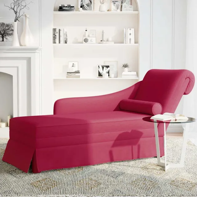 vidaXL Chaise longue met bolster en rechterarmleuning fluweel wijnrood, foto 2