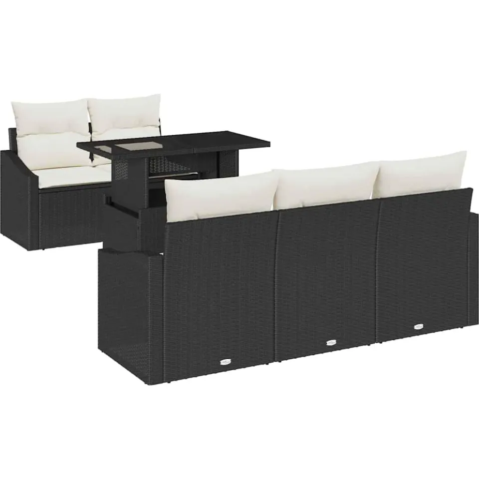 vidaXL Tuin Sofa Set 6 st Zwart poly rattan Beige