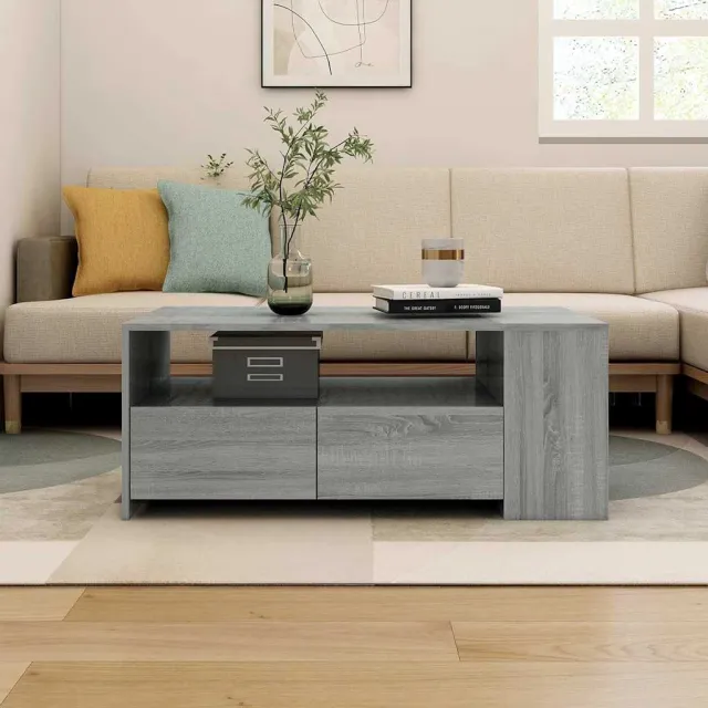 vidaXL Salontafel 102x55x42 cm bewerkt hout grijs sonoma eikenkleurig, foto 2