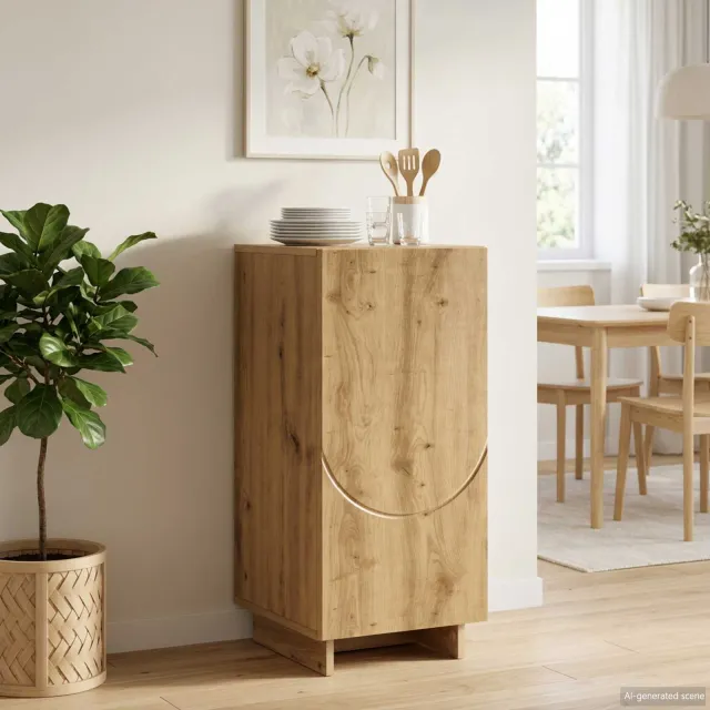vidaXL Dressoir Artisanaal eiken 33,5 x 34,5 x 75 cm Bewerkt hout Bruin