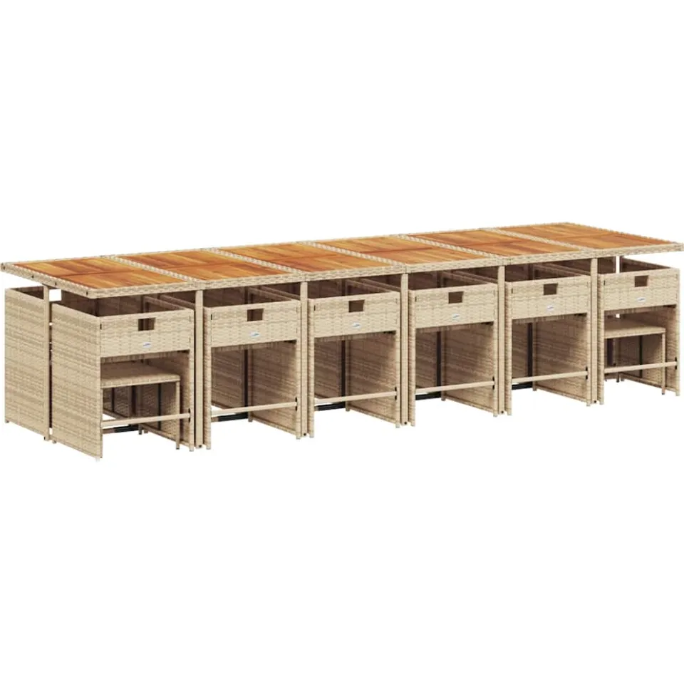 vidaXL 17-delige Tuinset met kussens poly rattan beige, foto 4