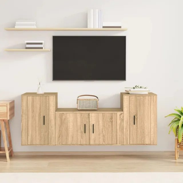 vidaXL 3-delige Tv-meubelset bewerkt hout sonoma eikenkleurig, foto 2