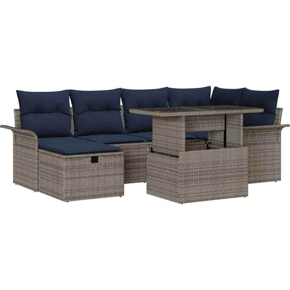vidaXL Tuin Sofa Set 7 st Grijs poly rattan