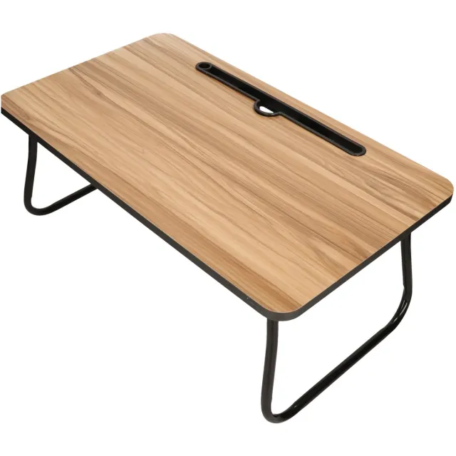 Bellatio Design Laptoptafel - hout/metaal - 53 x 30 x 22 cm - inklapbare poten - laptop/tablet standaard Zwart