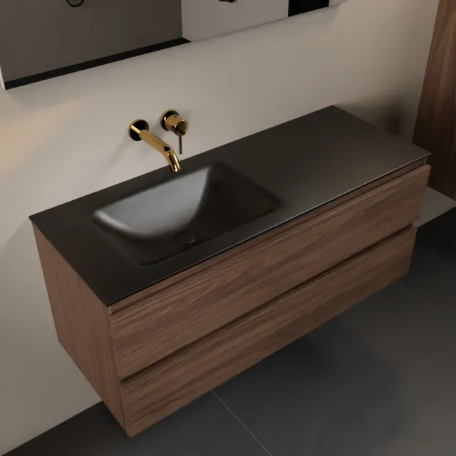 Mondiaz AIVY 120cm badmeubel Mocha, wastafel Urban solid surface links zonder kraangat (AI-351631URBAN-NO - AI-M120MOLI)