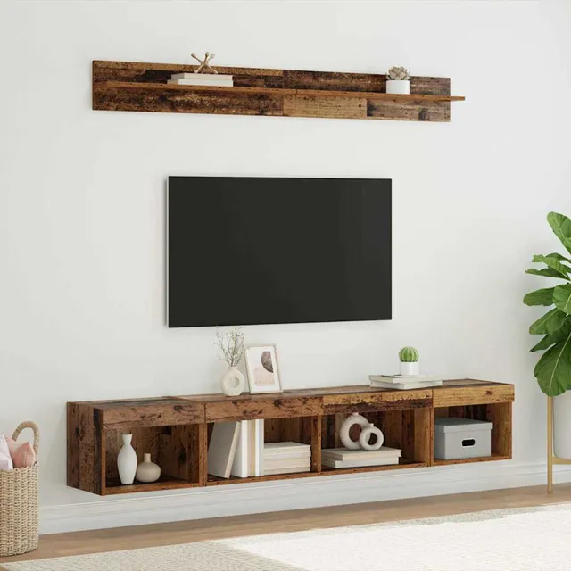 vidaXL TV Wandkast Set 5 st 100 x 30 x 30 cm Oudhout bruin, foto 2