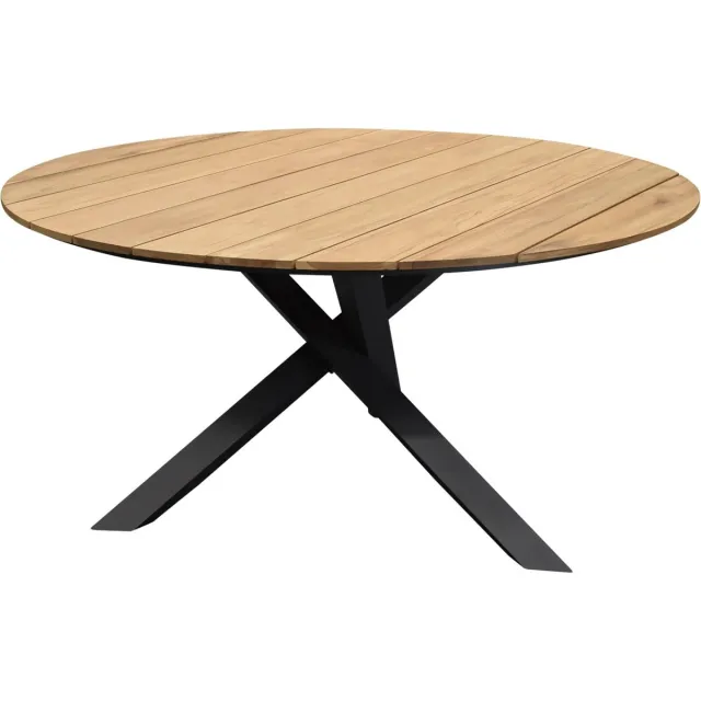AVH-Collectie San Jose dining tuintafel 150xH74 cm rond teak blad Antraciet