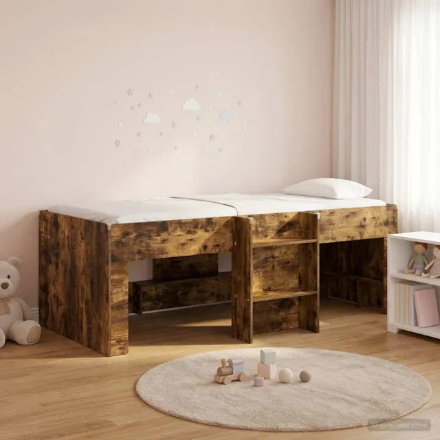 vidaXL Kinder Hoogslaper Gerookt eiken 80 x 200 cm Bewerkt hout Bruin