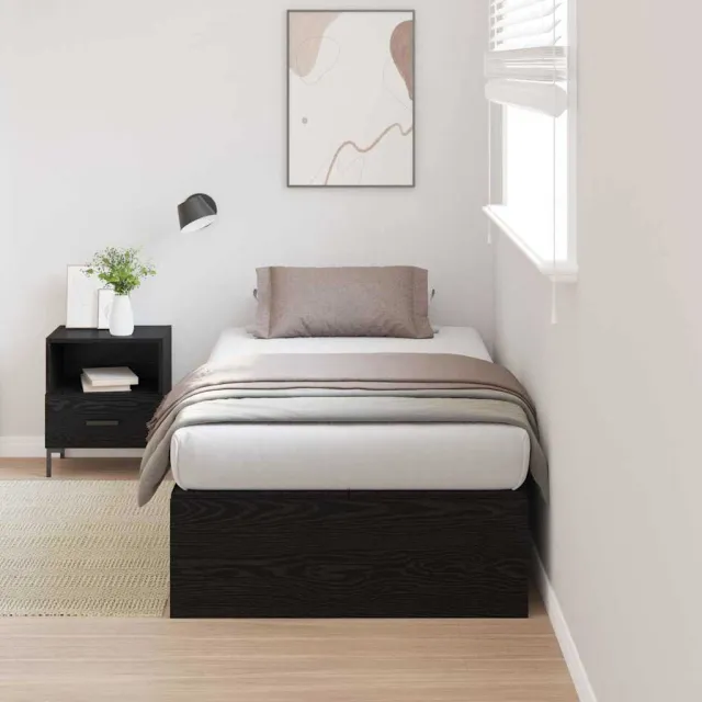 vidaXL Opbergbedframe met opslag Zwart Eiken 70 x 190 cm Bewerkt hout