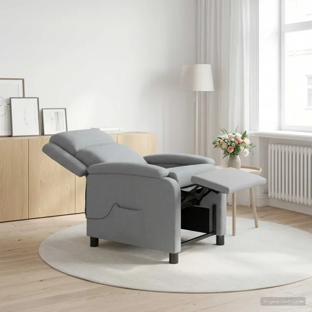 vidaXL Massage Recliner Lichtgrijs Stof