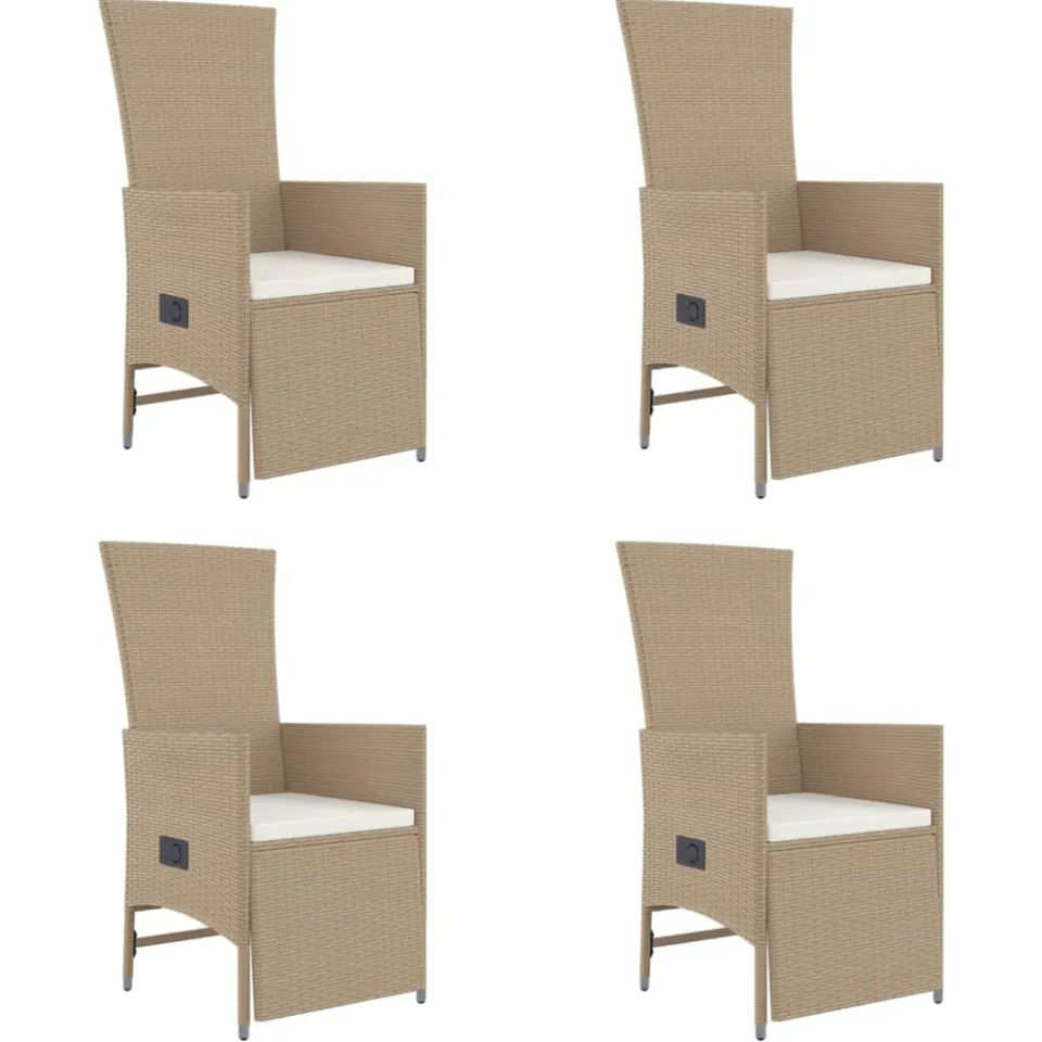 vidaXL 5-delige Tuinset met kussens poly rattan beige, foto 3