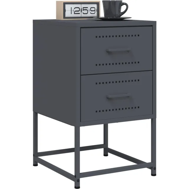 vidaXL Nachtkastjes 2 st 36x39x60,5 cm staal antracietkleurig Anthraciet