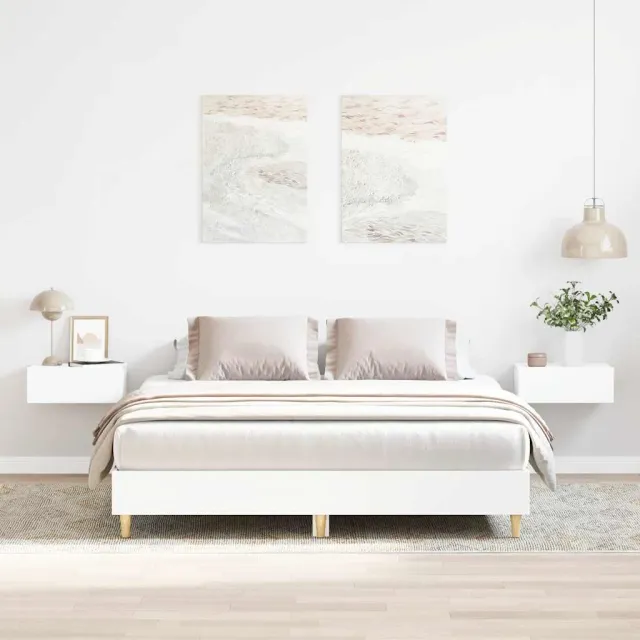 vidaXL Bedframe zonder matras 150x200 cm spaanplaat wit