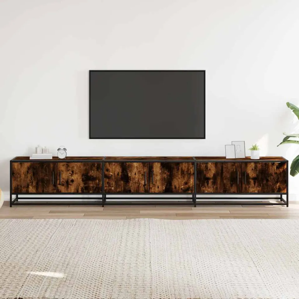 vidaXL Tv-meubel 240x35x41 cm bewerkt hout gerookt eikenkleurig, foto 2