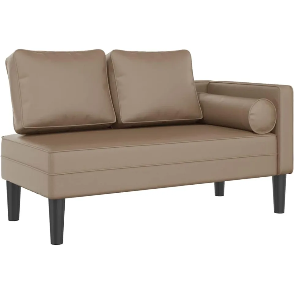 vidaXL Chaise longue met kussens kunstleer cappuccino bruin, foto 3
