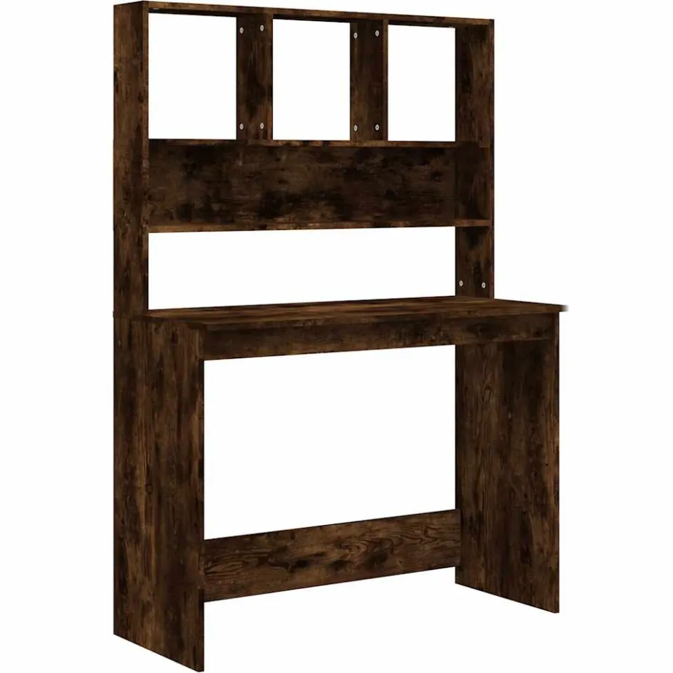 vidaXL Bureau met schappen 102x45x148 cm bewerkt hout gerookt eiken Bruin