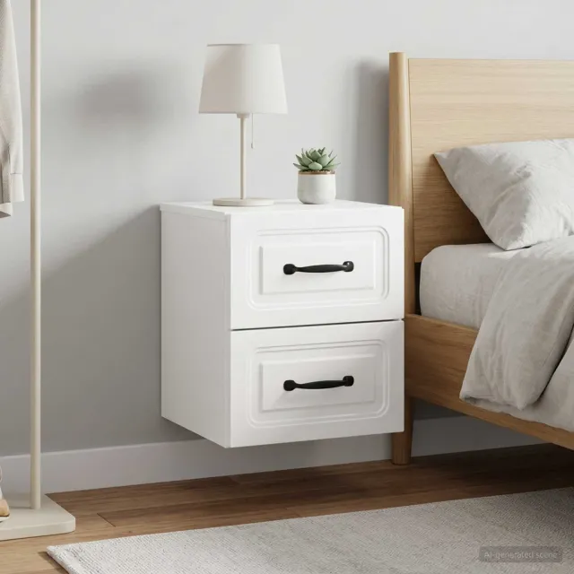vidaXL Wandbeugel Bedkast 2 st Hoogglans Wit 34,5 x 33 x 40 cm