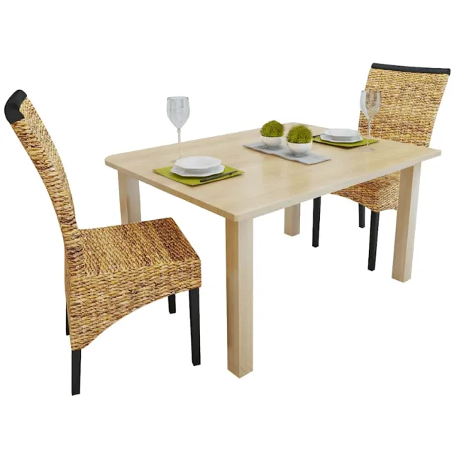 vidaXL Eetkamerstoelen 2 st abaca en massief mangohout Bruin