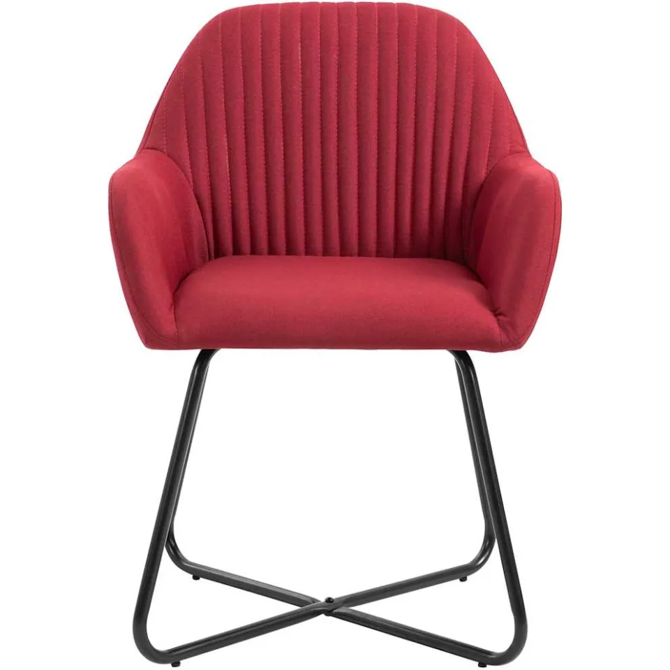 vidaXL Eetkamerstoelen 2 st stof wijnrood, foto 3