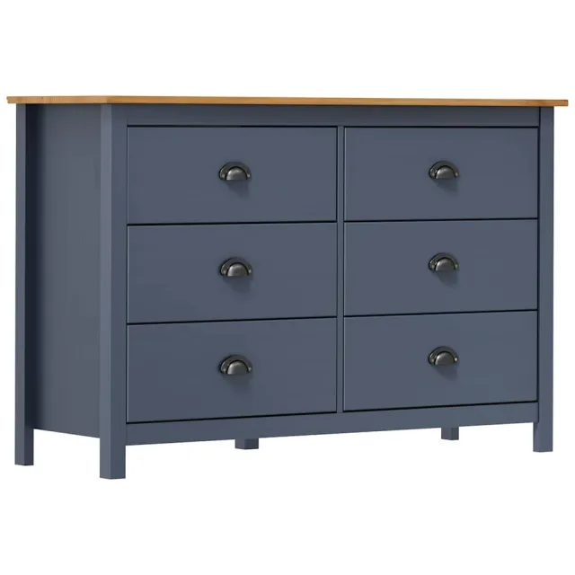 vidaXL Dressoir Hill 125x40x80 cm massief grenenhout grijs