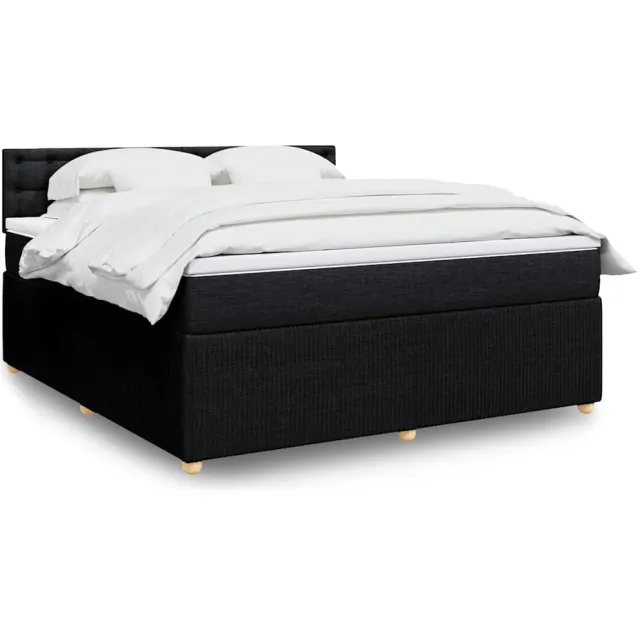 vidaXL Boxspring met matras stof zwart 180x200 cm