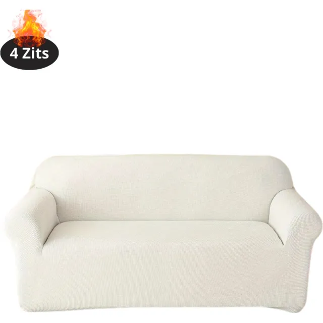 Bovista Bankhoes - Bankbeschermer - Stretch - Sofa Cover - Effen - Wit - 4 Zits