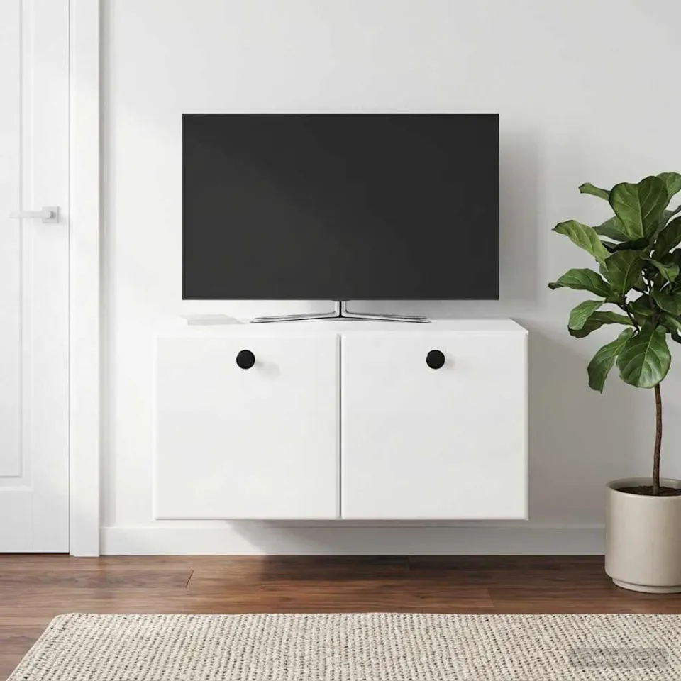 vidaXL Wandbeugel TV-kast 59,5 x 41 x 30 cm Hoogglans Wit Bewerkt hout, foto 4