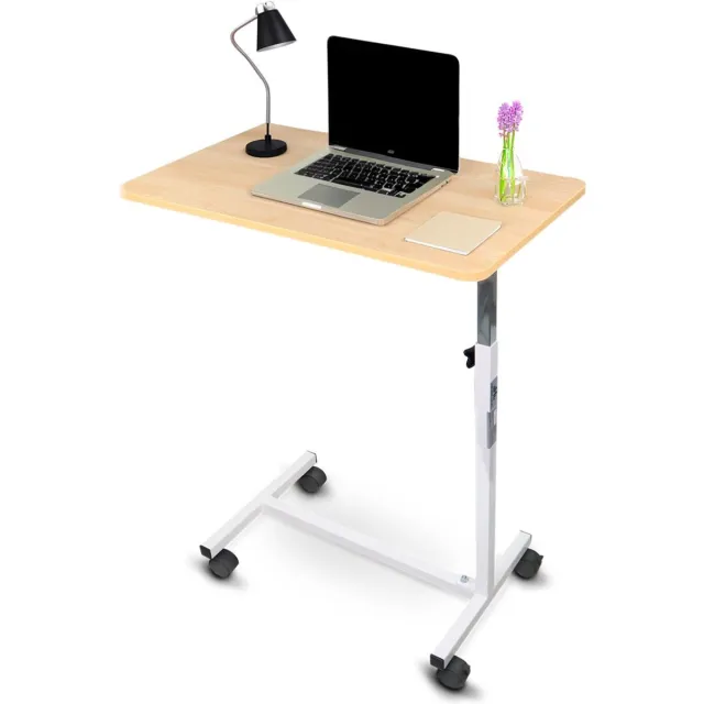 mobiclinic Meseta - Bedtafel met wielen - Laptoptafel - Bijzettafel - Voor bank - Lichtgewicht en in hoogte verstelbaar - Houten Kleur - Stevig en multi functioneel Bruin