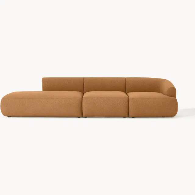 Westwing Collection Modulaire bouclé chaise Sofia (4-zits) lichtbruin