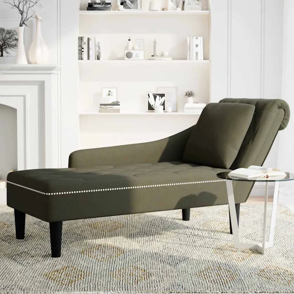vidaXL Chaise longue met kussen en rechterarmleuning fluweel wijnrood, foto 3