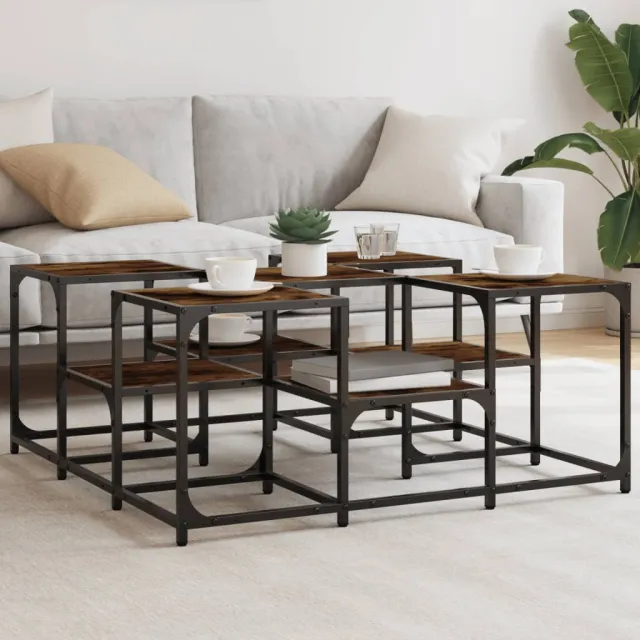 vidaXL Salontafel 91x91x40 cm bewerkt hout gerookt eikenkleurig, foto 2