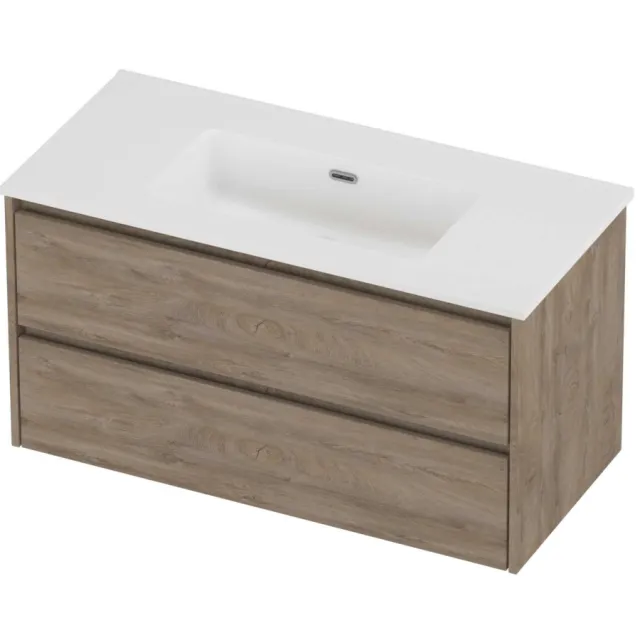 Proline Tribute Badmeubelset Porselein Elegant 100x46x54 cm Mat White Raw Oak Eiken