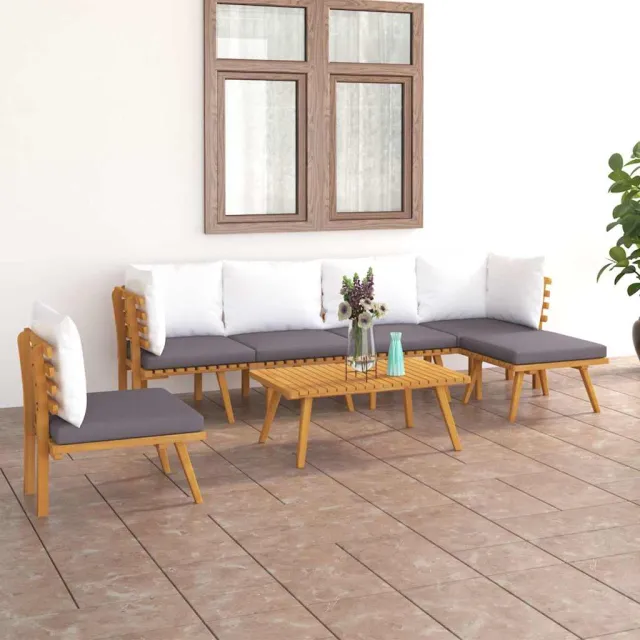 vidaXL 7-delige Loungeset met kussens massief acaciahout bruin, foto 2