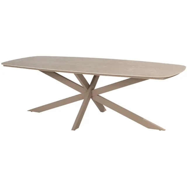 4 Seasons Outdoor Prado Barrel Diningtafel Latte - 240 cm BeigeGrijs